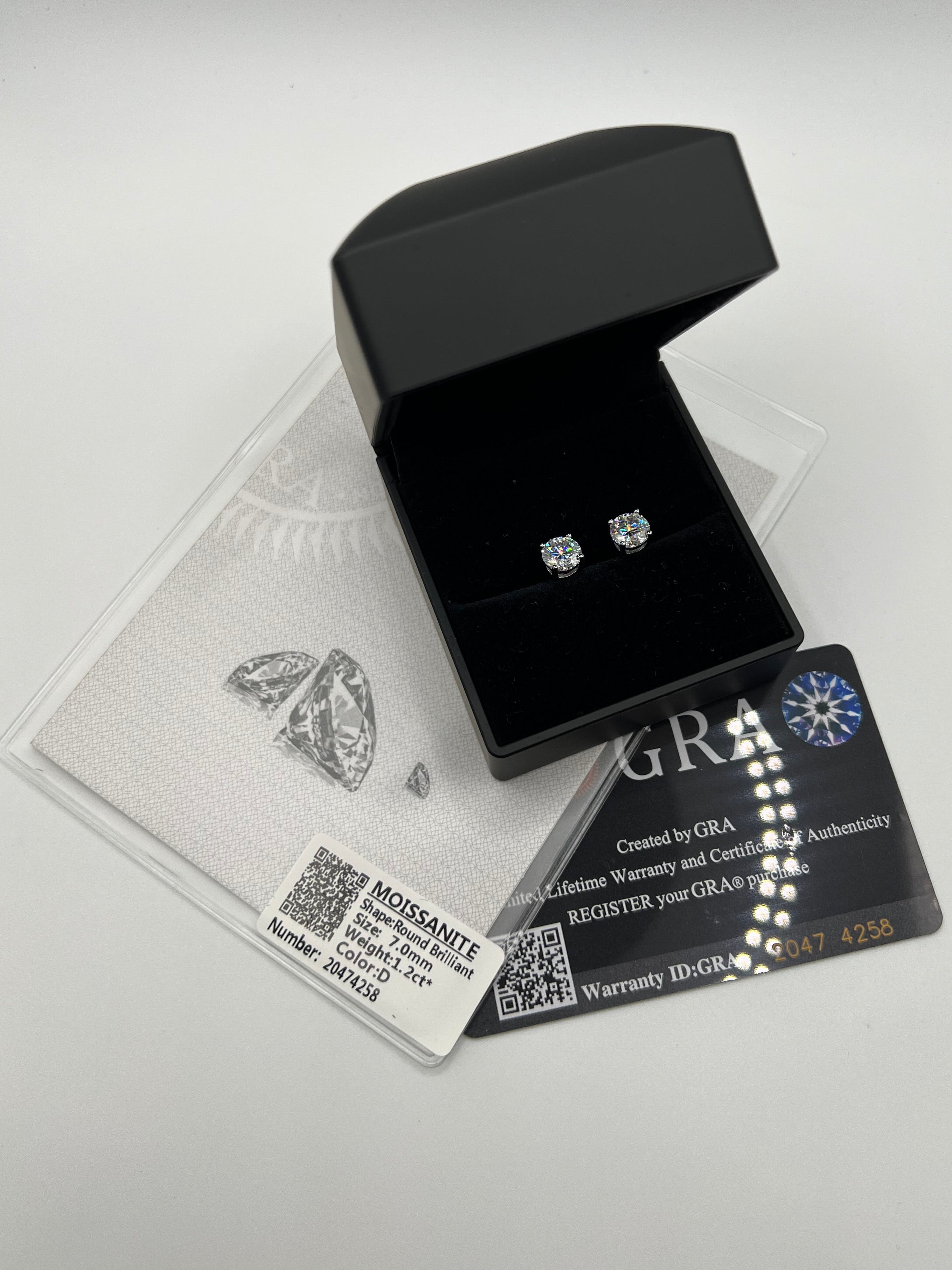 925 Sterling Silver VVS Moissanite Diamond Studs