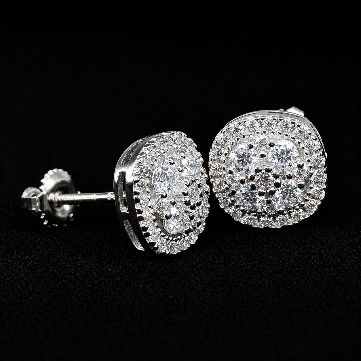 S925 Silver Square Moissanite Stud Earrings