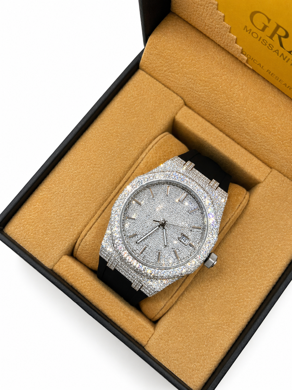 Moissanite Silicone Strap Watch