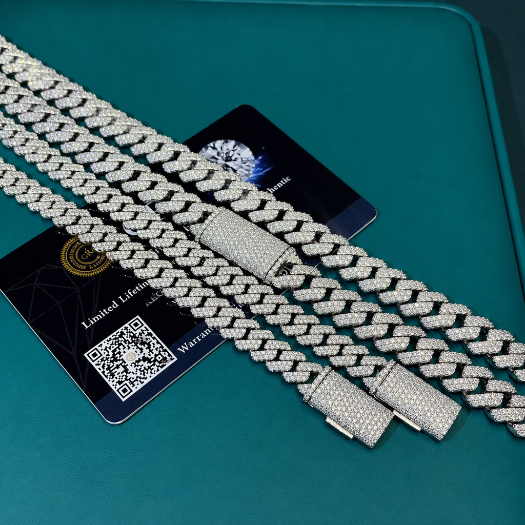8mm S925 Silver Miami Cuban Chain with VVS Moissanite