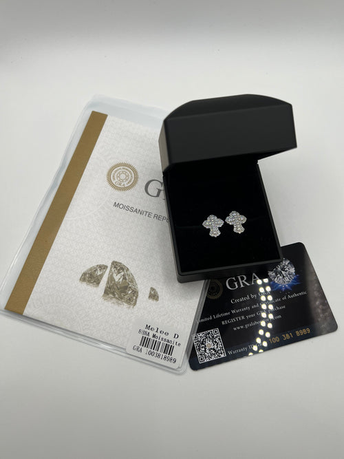 925 Solid Silver Iced Out Cross Moissanite Earrings