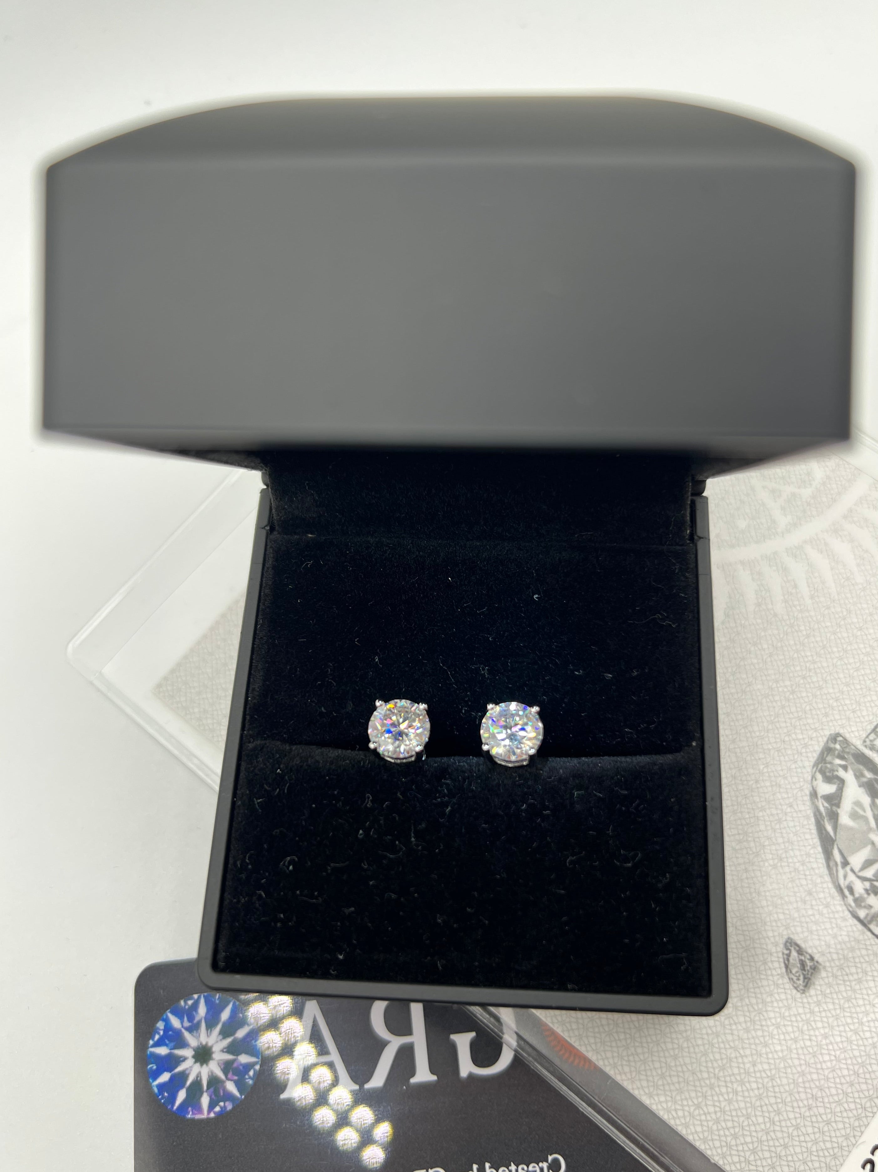 925 Sterling Silver VVS Moissanite Diamond Studs