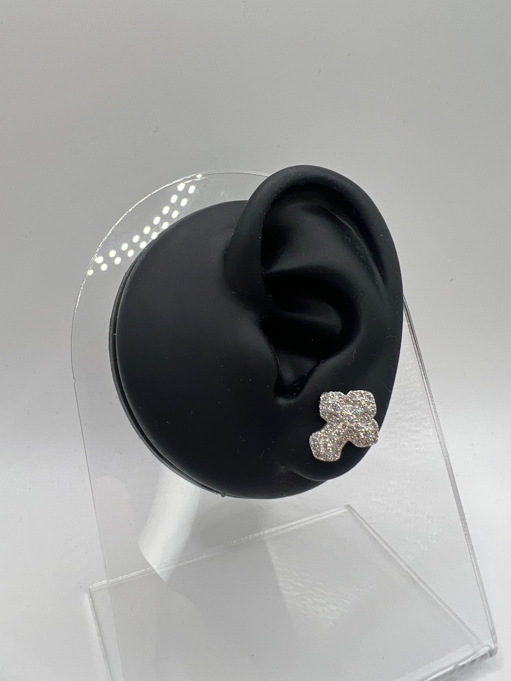 925 Solid Silver Iced Out Cross Moissanite Earrings