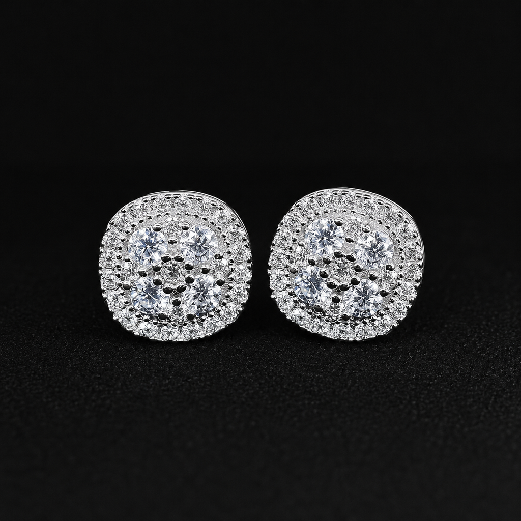 S925 Silver Square Moissanite Stud Earrings