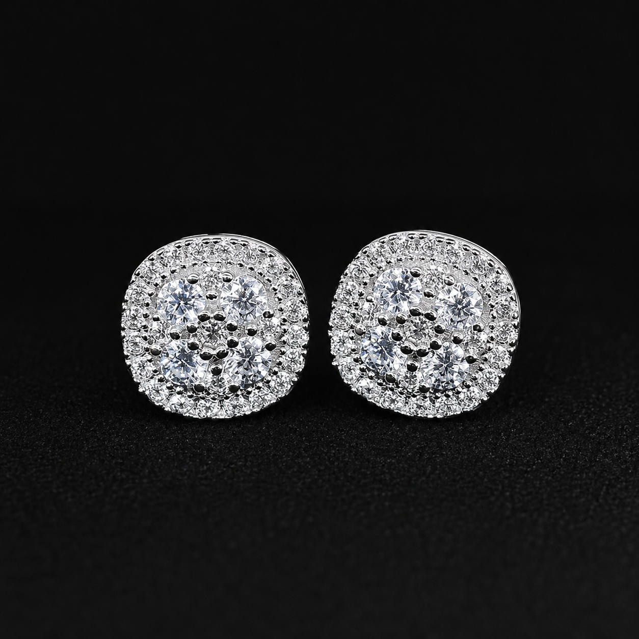 S925 Silver Square Moissanite Stud Earrings