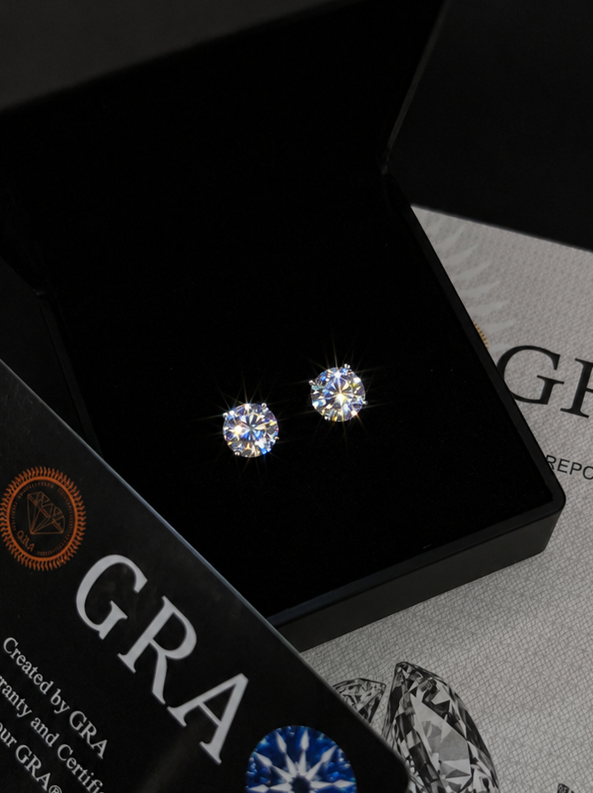 Round Moissanite Stud Earrings (Screwback)