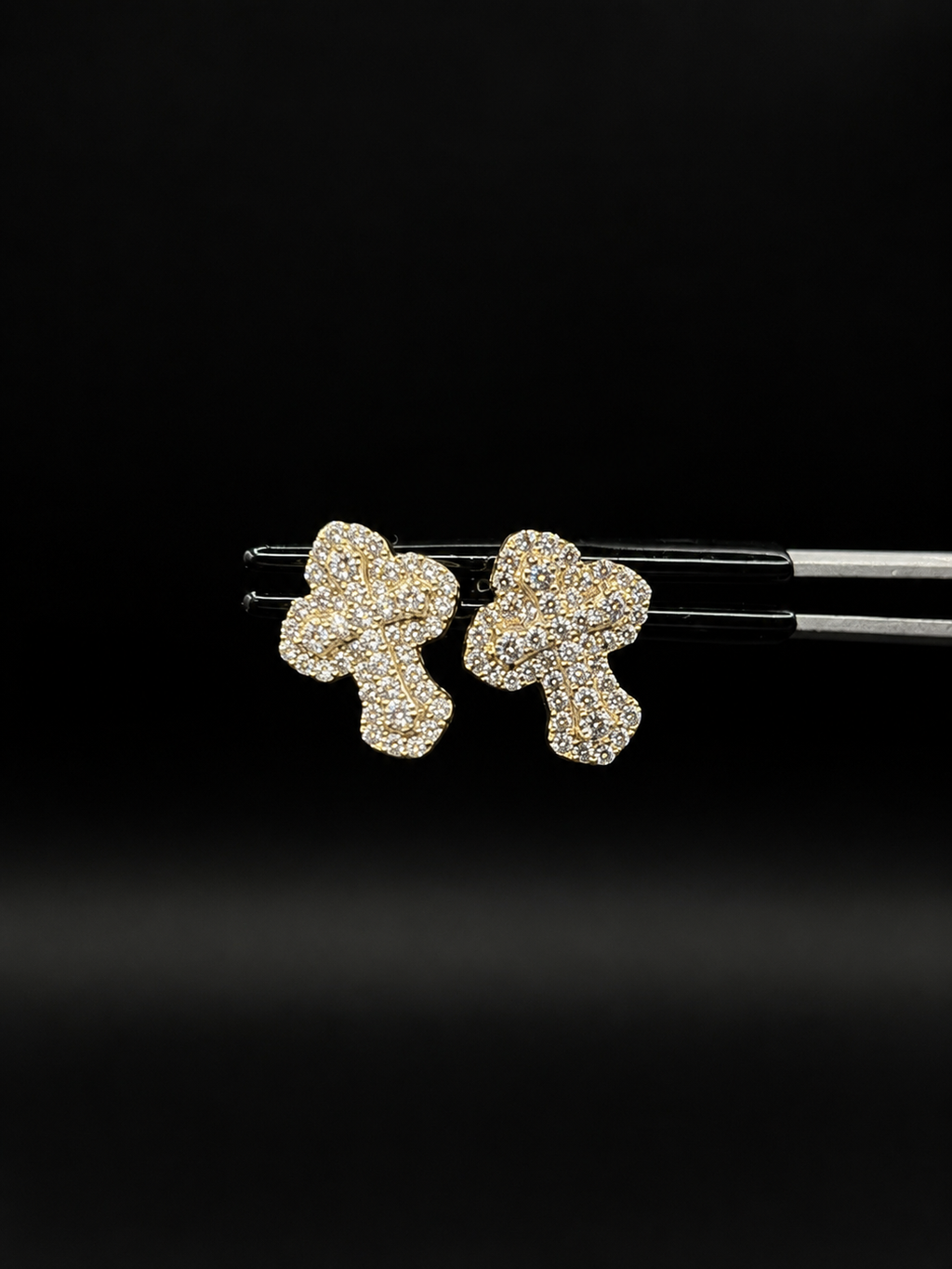 925 Solid Silver Iced Out Cross Moissanite Earrings