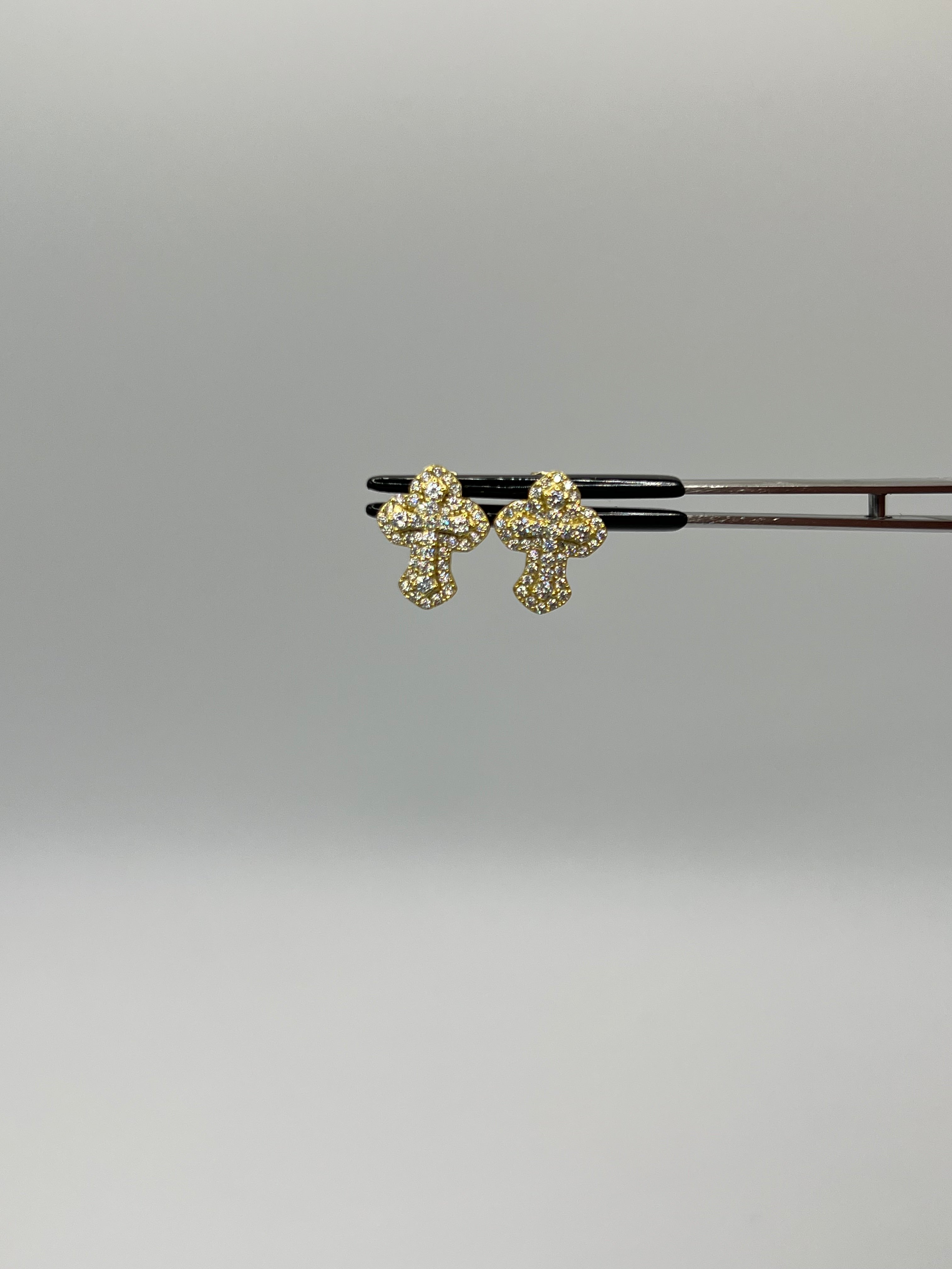 925 Solid Silver Iced Out Cross Moissanite Earrings