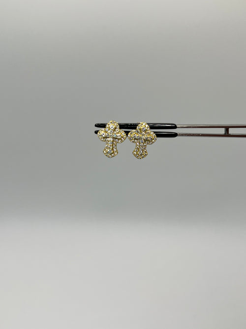 925 Solid Silver Iced Out Cross Moissanite Earrings