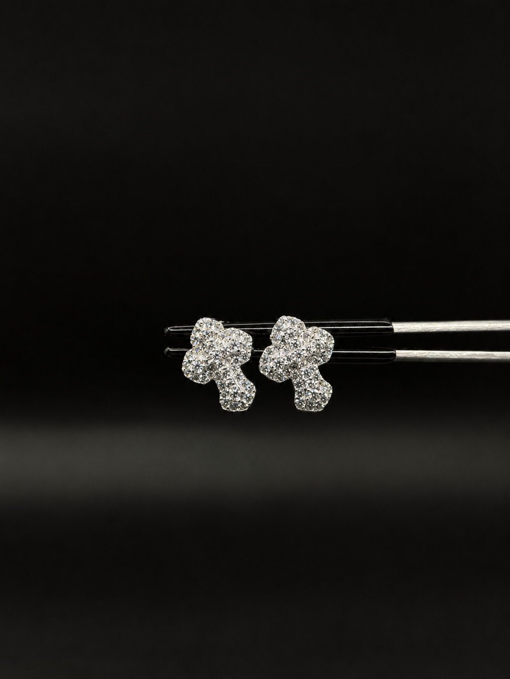 925 Solid Silver Iced Out Cross Moissanite Earrings