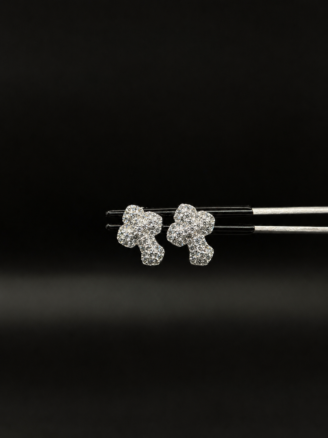 925 Solid Silver Iced Out Cross Moissanite Earrings
