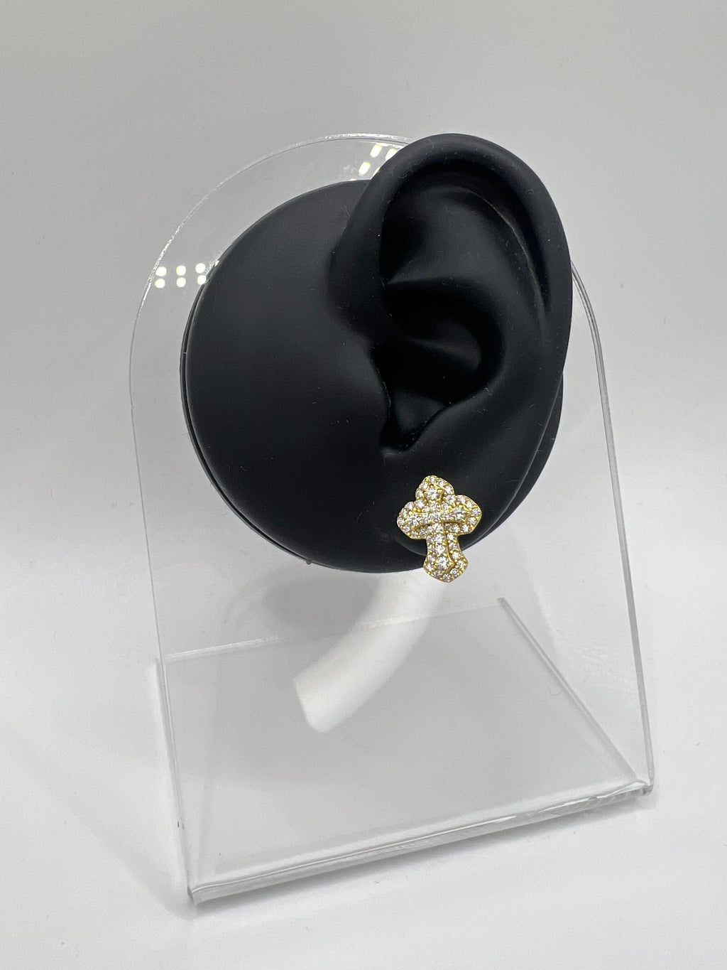925 Solid Silver Iced Out Cross Moissanite Earrings