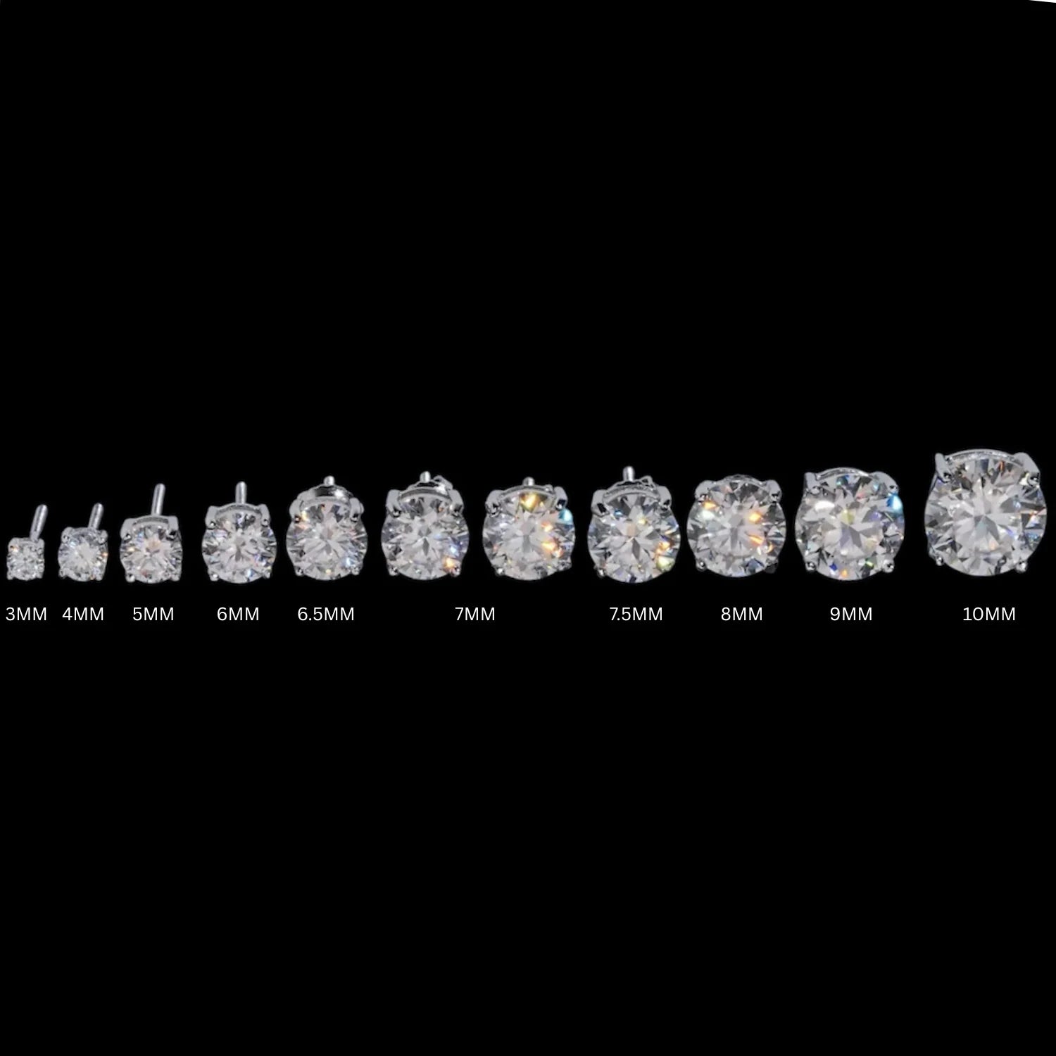 Round Moissanite Stud Earrings (Screwback)
